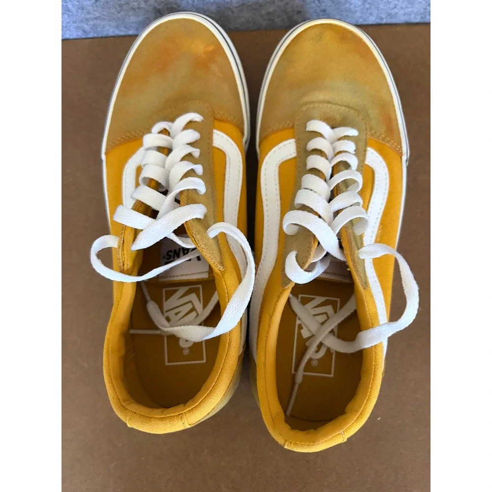 Vans Ward Low TopSneakers MustardYellow SuedeCanvas SkateShoes Men 10 Women 11.5